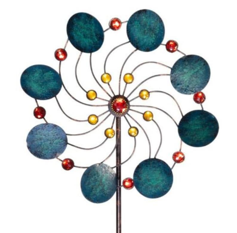 Windrad JADE FLOWER Metall Windspiel Gartenstecker H122 Ø34 Mehrfarbig