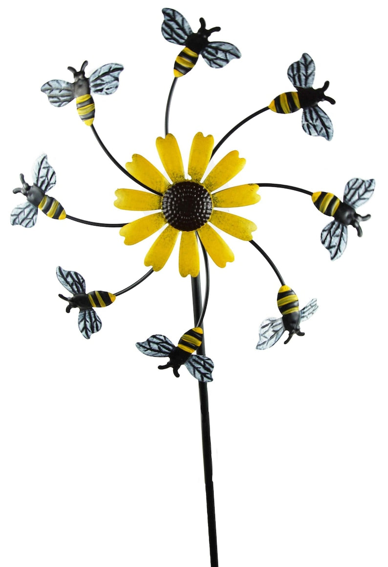Windrad Biene mit Sonnenblume - Höhe 150 cm - Metall - Garten Dekoration