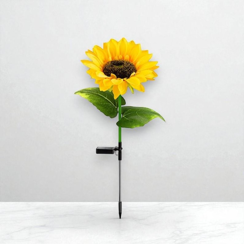 Wasserdichte LED Solar Sonnenblumen Gartenlichter, warmes goldenes Licht, 70 cm Höhe, ABS-Kunststoff