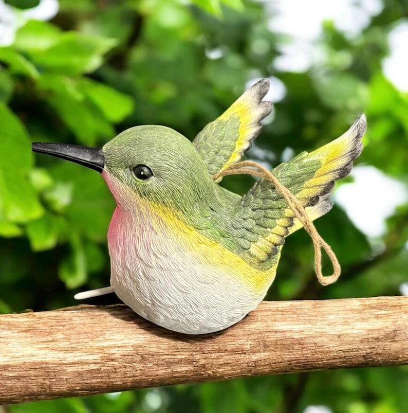 Kolibri-Vogelhaus – Hängende Harz-Gartendekoration mit Aufhängeschnur, Handbemalt
