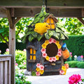 Hängendes Vogelhaus mit Blumenmuster aus Harz für den Außenbereich, wetterbeständige Hinterhof-Dekoration