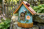Blaues Blumenvogelhaus Rustikaler Nistkasten Klein Hängendes Vogelhaus Frühling Sommer Natur Dekor