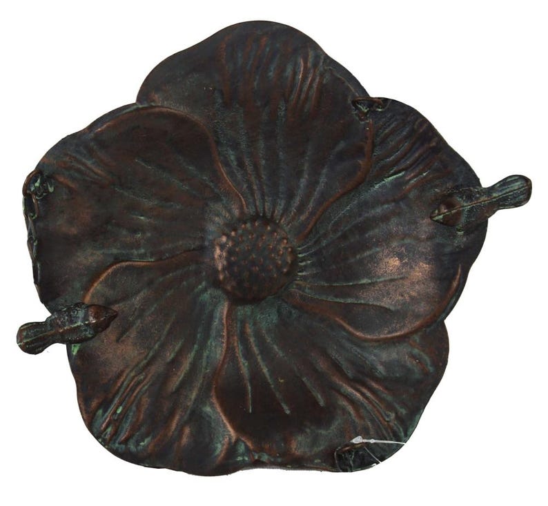 Hängende Vogeltränke in Blütenform, Schwarz-Bronze, Metall, 28x24x6 cm