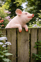 Schwein-Zaun-Statue - Gartendekoration, Schweineskulptur, Bauernhaus-Yard-Kunst, Outdoor