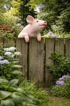 Schwein-Zaun-Statue - Gartendekoration, Schweineskulptur, Bauernhaus-Yard-Kunst, Outdoor