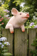 Schwein-Zaun-Statue - Gartendekoration, Schweineskulptur, Bauernhaus-Yard-Kunst, Outdoor