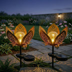 Solar Lotus Blume Licht Crackle Glass Laternenpfahl Metall Außenlampe