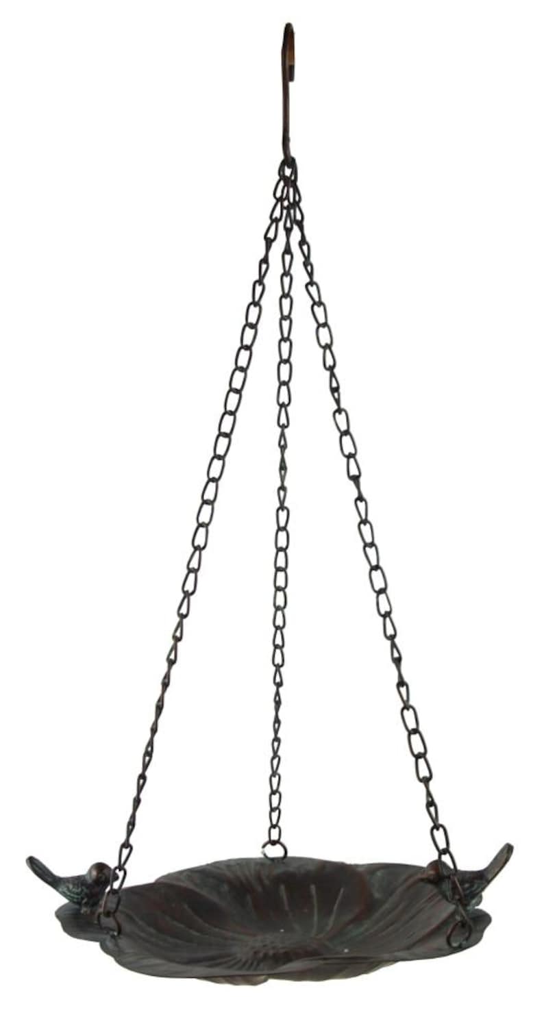 Hängende Vogeltränke in Blütenform, Schwarz-Bronze, Metall, 28x24x6 cm