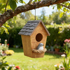 Hölzernes Vogelhaus-Dekor, hängende Garten-Vogel-Nest-Verzierung, 19 cm