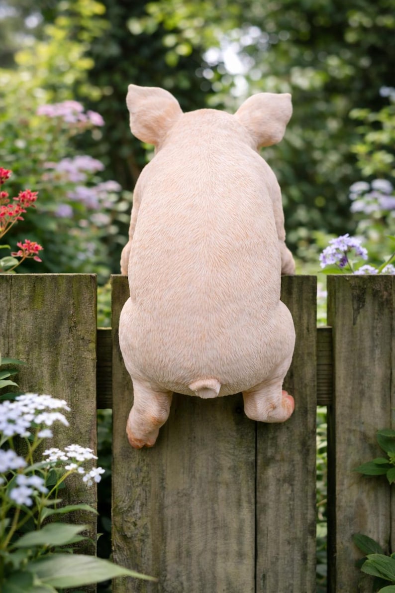 Schwein-Zaun-Statue - Gartendekoration, Schweineskulptur, Bauernhaus-Yard-Kunst, Outdoor
