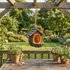 Vogelhaus Hängend Baumstumpf Harz 12 cm Braun – Outdoor Vogelhäuschen