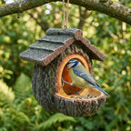 Vogelhaus Hängend Baumstumpf Harz 12 cm Braun – Outdoor Vogelhäuschen