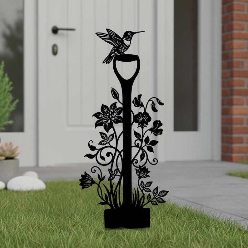 Metall Kolibri Gartenstecker, Gartenblumen Schaufel Kunst, Yard Dekor