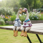 Gänsepaar Gartendekor Harz Gartenstatue Entenpaar Rasenverzierung Rustikal 22,5 cm