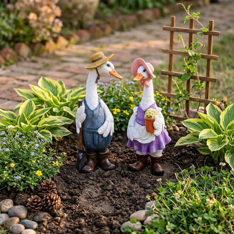 Mini-Harz-Entenfigur realistische Entenstatue Feengarten-Dekor Bauernhaus-Tierverzierung
