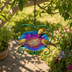 Hängende Eisenblumen-Herz-Vogeltränke-Feeder - Garten-Terrassen-Dekor-Wassertablett