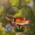 Hängende Eisenblumen-Herz-Vogeltränke-Feeder - Garten-Terrassen-Dekor-Wassertablett