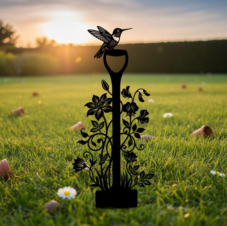 Metall Kolibri Gartenstecker, Gartenblumen Schaufel Kunst, Yard Dekor
