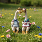 Gänsepaar Gartendekor Harz Gartenstatue Entenpaar Rasenverzierung Rustikal 22,5 cm