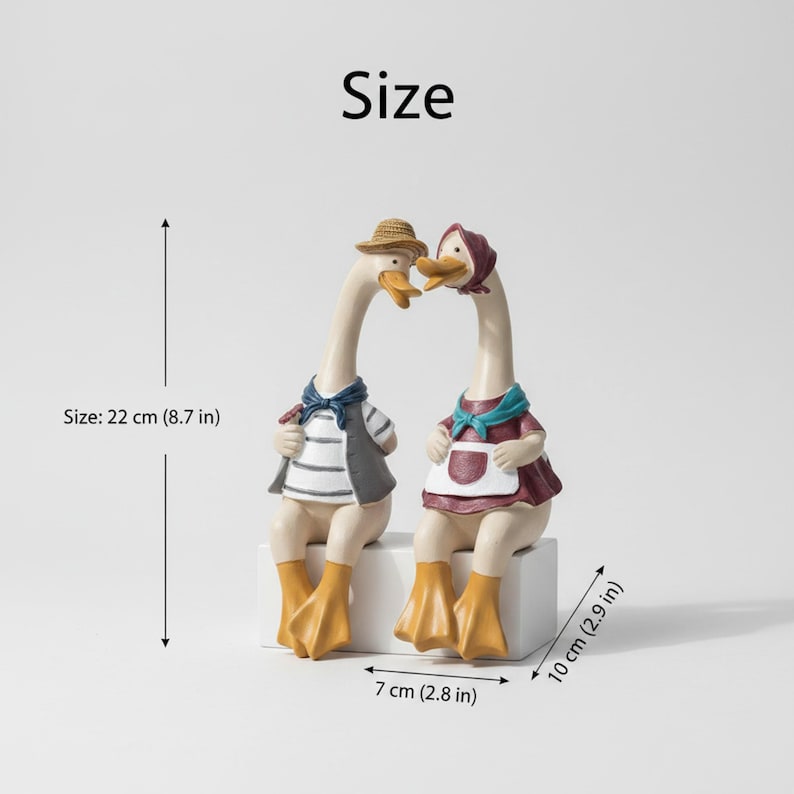 Gänsepaar Gartendekor Harz Gartenstatue Entenpaar Rasenverzierung Rustikal 22,5 cm