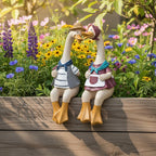 Gänsepaar Gartendekor Harz Gartenstatue Entenpaar Rasenverzierung Rustikal 22,5 cm