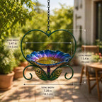 Hängende Eisenblumen-Herz-Vogeltränke-Feeder - Garten-Terrassen-Dekor-Wassertablett