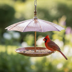 Gehämmerte Kupfer Hängendes Vogel Futterhäuschen mit Dach, Rustikale Garten Dekoration