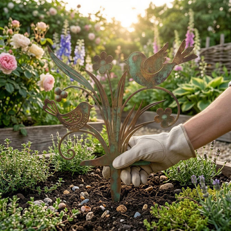 Rustikale Metallvogel-Gartenskulptur, 16-Gauge-Stahl, pulverbeschichtet, 8-40 Zoll, 9 Farben