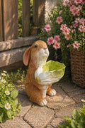 Harz Kaninchen Gartenstatue Blumentopfstatue, 21 cm, braun, für Innen- und Außendekoration