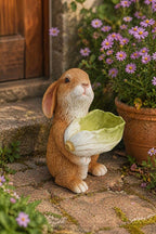 Harz Kaninchen Gartenstatue Blumentopfstatue, 21 cm, braun, für Innen- und Außendekoration