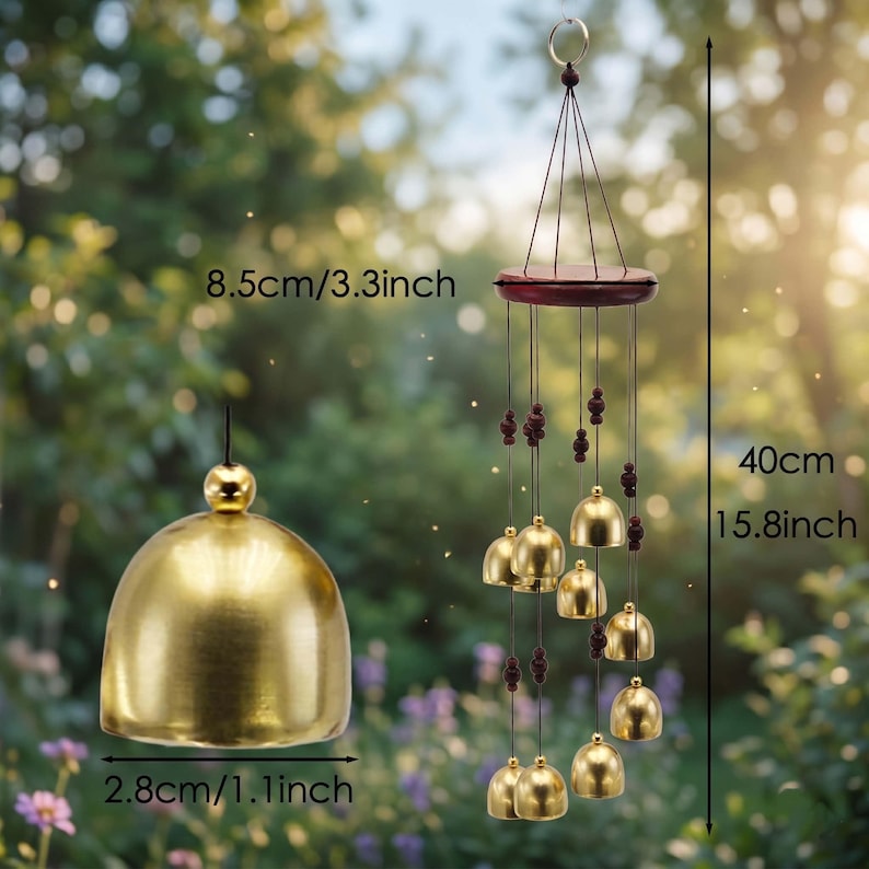 Retro Rotierende Metall Glocke Windspiel - 10 Glocken Zen Garten Dekoration Hof Anhänger Türklingel