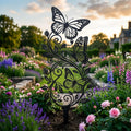 Butterfly Vine Metal Garden Stake Laser Cut Floral Scroll Yard Art