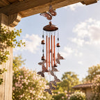 Retro Kupfer Schmetterling Windspiel, Vintage Metall Outdoor Garten Veranda Dekor, große hängende Windglocke