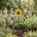Windrad Biene mit Sonnenblume - Höhe 150 cm - Metall - Garten Dekoration