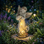 Solar Engel Gartenstatue mit Gießkanne Licht, Harz Outdoor Skulptur, Fee Garten Dekor