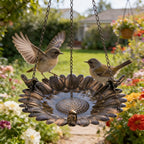 Antike Bronze Sonnenblume Vogelhaus Vogeltränke, hängend, Garten Dekoration, 30 cm Durchmesser