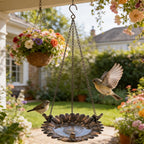 Antike Bronze Sonnenblume Vogelhaus Vogeltränke, hängend, Garten Dekoration, 30 cm Durchmesser