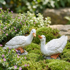 Weiße Entenstatuen Set Minimalist Bauernhaus Garten Dekor Großes Harz Entenpaar Outdoor Tierfiguren Veranda Eingang Akzente