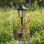 Kaninchen-Solarlaternen-Statue, Häschenfamilie mit LED-Licht, wasserdichtes Gartendekor, 33 cm