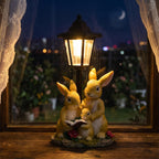 Kaninchen-Solarlaternen-Statue, Häschenfamilie mit LED-Licht, wasserdichtes Gartendekor, 33 cm