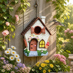 Handbemaltes Pilzhaus-Vogelhaus – Witterungsbeständiges Gießharz, 26cm, für kleine Gartenvögel