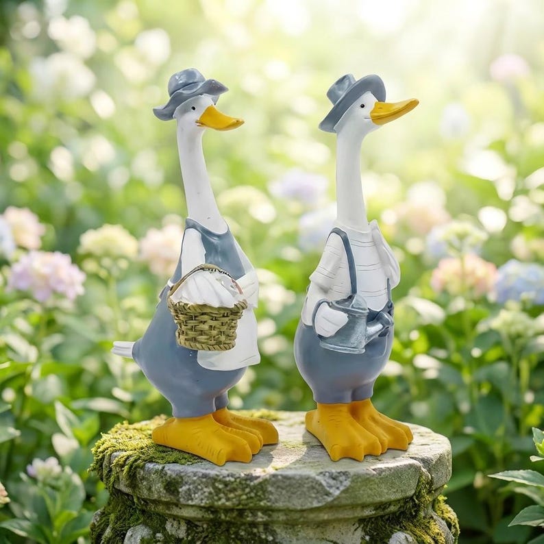 Garten Ente Statuen Set - Wetterbeständig Outdoor Yard Dekor Bauernhaus Veranda Ornamente