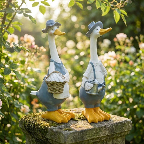 Garten Ente Statuen Set - Wetterbeständig Outdoor Yard Dekor Bauernhaus Veranda Ornamente