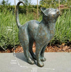 Bronze Katzenskulptur im Vintage-Stil mit Verdigris-Finish, Feline Kunst Statue, Antiker Look, Katzenverzierung, Tierkunst, Sammlerfigur