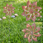 Kupfer Blumen Metall Wind Spinner Gartenstecker Outdoor Kinetic Art Dekor mit bunten Edelstein Akzenten