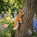 Kletternde Eichhörnchen-Baum-Statue Outdoor Gartendekoration hängende Tierfigur mit Haken, 27 x 10 cm