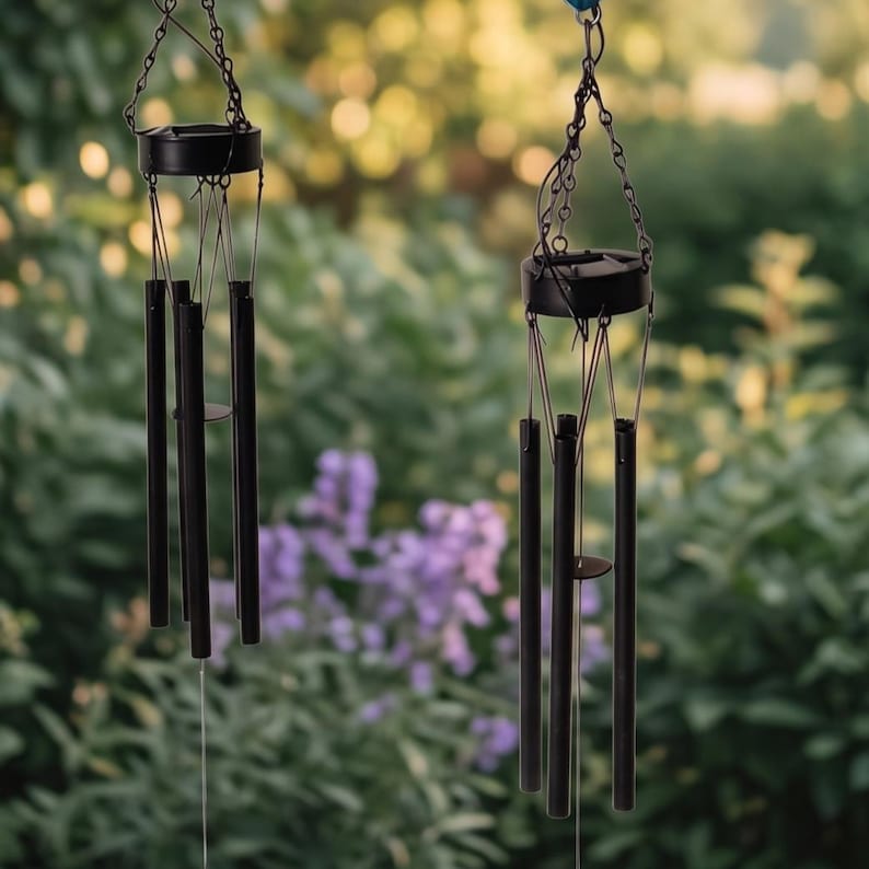 Solarbetriebenes Kolibri und Schmetterling Windspiel aus Schmiedeeisen mit Crackle-Glas, Set