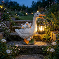 Solarbetriebene Enten-Solarlaternen-Statue, Mutter Ente mit Küken, wasserdichter Gartendekor mit Hängelicht, 22 cm