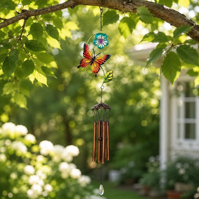 Metall Garten Windspiel Kolibri Libelle Schmetterling Hängend Dekor