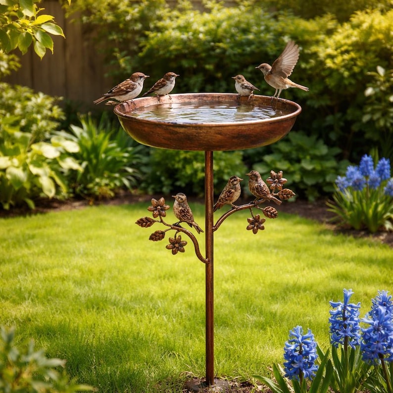 Metall Vogeltränke für Garten – Freistehende Vogeltränke Schüssel, Vintage Design
